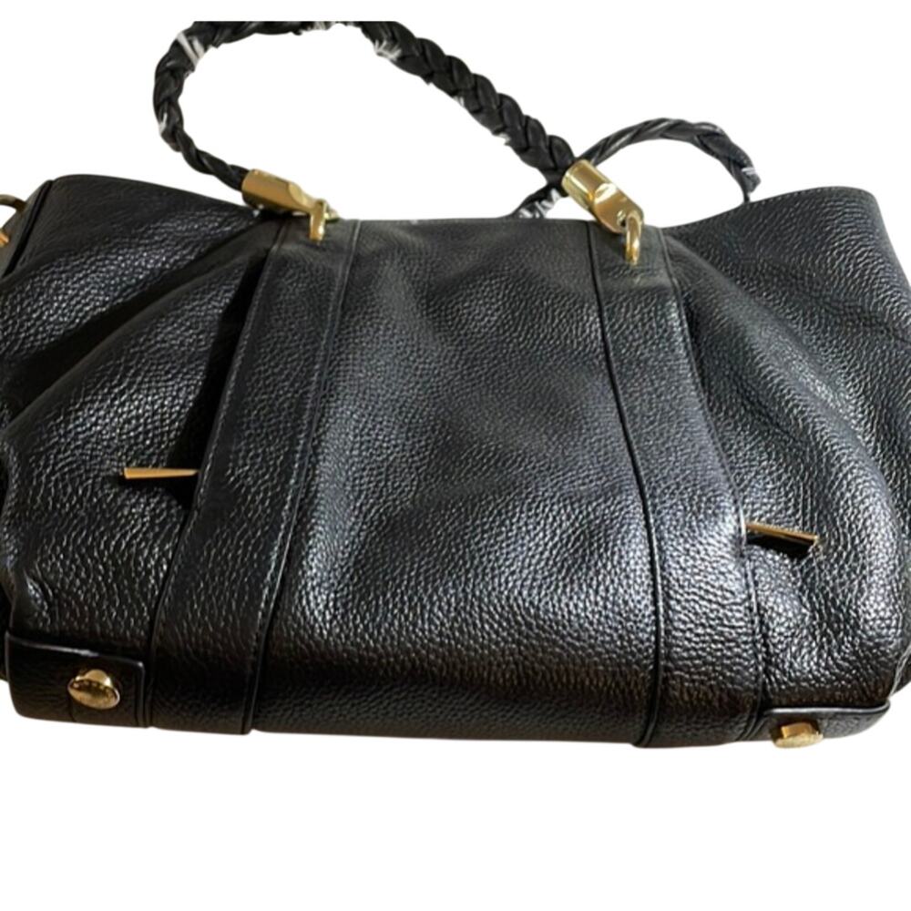 Michael Kors Black Leather Shoulder Bag Satchel Handbag, Gold Hardware - Picture 3 of 8